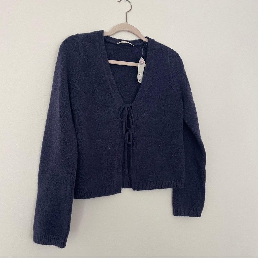 Abercrombie & Fitch NWT Blue Front Tie Cropped Cardigan Sweater XS - Picture 3 of 7